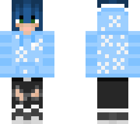 vickyotis360 baby blue snowflake winter hoodie w/ ripped jeans & blue hair