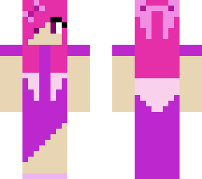 cute pink haired girl skin with purple dress