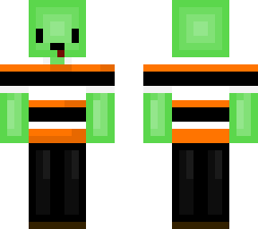 green frog in orange, white and black t-shirt