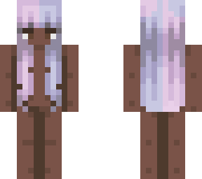 brown skin girl with lilac smoothie hair