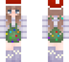 christmas tree overall skirt w/ purple striped sweater