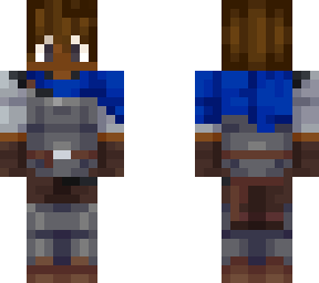 blue knight (man, black with brown hair)