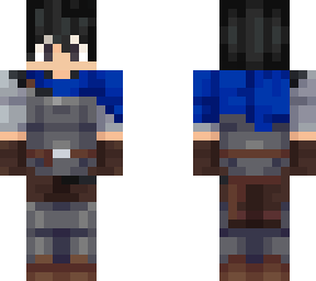 blue knight (man, white with black hair)