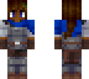 blue knight (woman, black with brown hair)