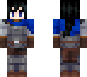blue knight (woman, white with black hair)