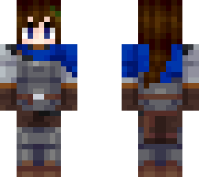 blue knight (woman, white with brown hair)