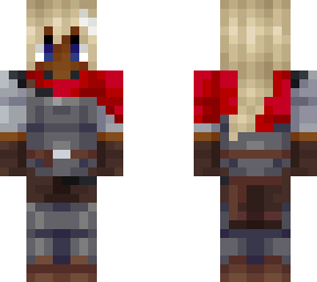 red knight (woman, black with blonde hair)