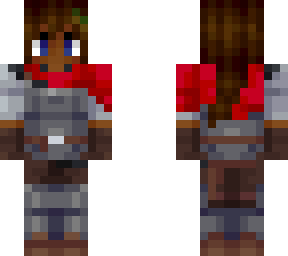red knight (woman, black with brown hair)