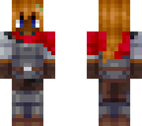 red knight (woman, black with red hair)