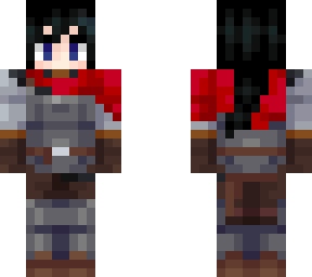 red knight (woman, white with black hair)