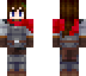 red knight (woman, white with brown hair)