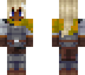 yellow knight (woman, black with blonde hair)