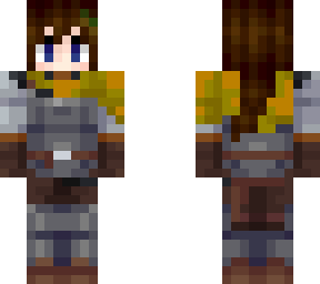 yellow knight (woman, white with brown hair)