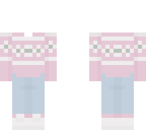 -*pink christmas sweater with blue jeans*-