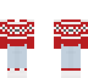 -*red christmas sweater with blue jeans*-
