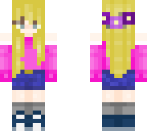 cute anime girl blonde pink shirt