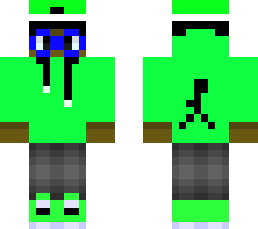green boy with blue glasses and jordans lime