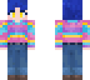 blue hair 80s sweater