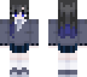school girl with faded blue hair