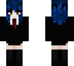 short blue hair girl in suit