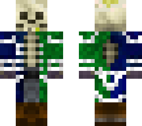 blue and green pirate skeleton