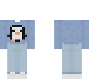 -* dark blue sweater with a penguin and blue jeans *-