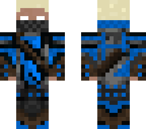 herobrine in blue armor with blonde hair
