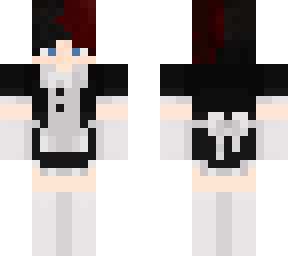 red and black split dye maid dress male
