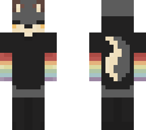 black fox with a rainbow hoodie
