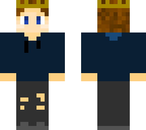dean, but in a crown and a blue hoodie.