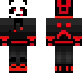gamer panda in black and red hoodie