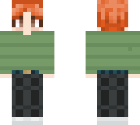 green sweater red head