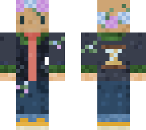 box head with jacket and flower crown