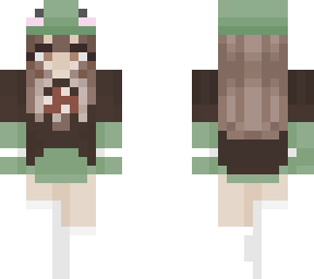 brunette in frog costume and brown eyes