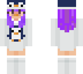 girl with purple hair in a penguin outfit! :d