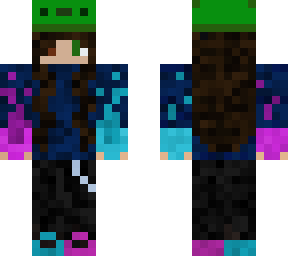 green axolotl hat girl cyan/magenta fire arms