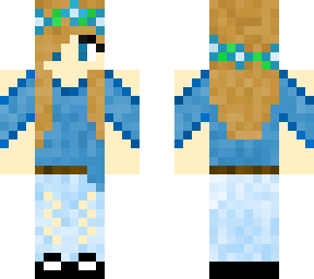 blue flower crown girl with long hair