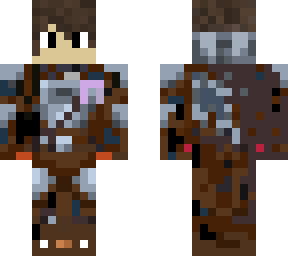 bounty hunter mandalorian no mask whit technoblade face on top of the skin