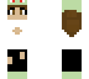 white shirt and frog hat.