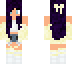 white tank top, yellow sweater, black hair