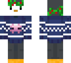 penguin axolotl winter sweater wreath