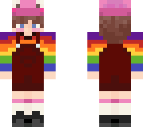 pink froghat with rainbowsweater