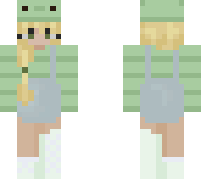 cute blonde girl with pastel lime axolotl hat