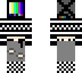 tv head & sweater w/ belt and ripped jeans