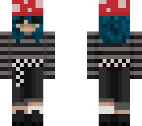 catgirl mushrooom hat striped jumper