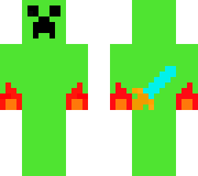 creeper with fire hands and sword