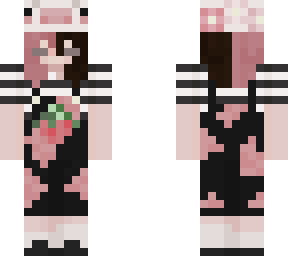 dark strawberrycow overalls, cute girl