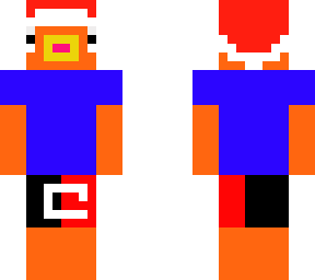 fishstick with santa hat and blue shirt+red and black shorts