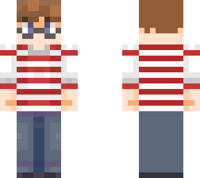 striped shirt + glasses + brown hair