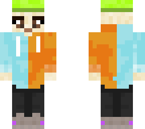 unrealistic boy in neon colored  hoodie
